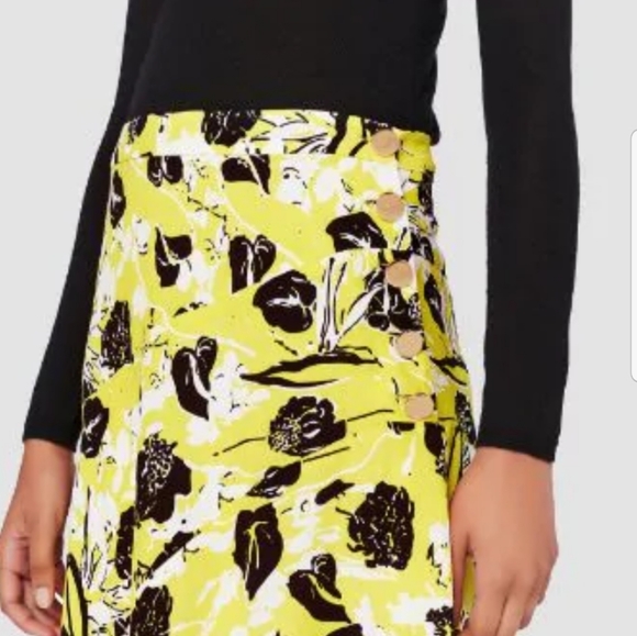 DEREK Lam Asymmetric Printed Crepe Skirt Yellow - Picture 7 of 7